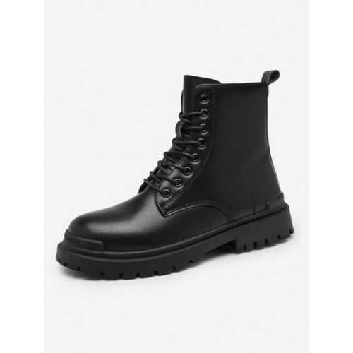 Lace Up Zipper Side Combat Boots