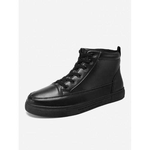 Lace-up Front PU Leather High-top Skate ...