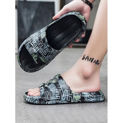 Letter Print Chunky Sole Slippers