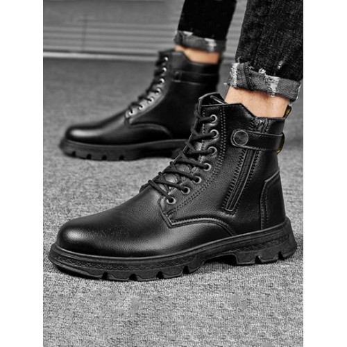 Side Zip Lace Up Combat Boots