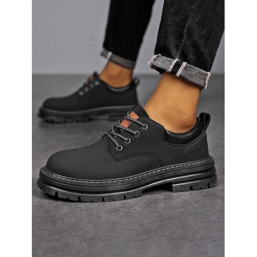 Low Top Stitching Lace Up Front Work Boots