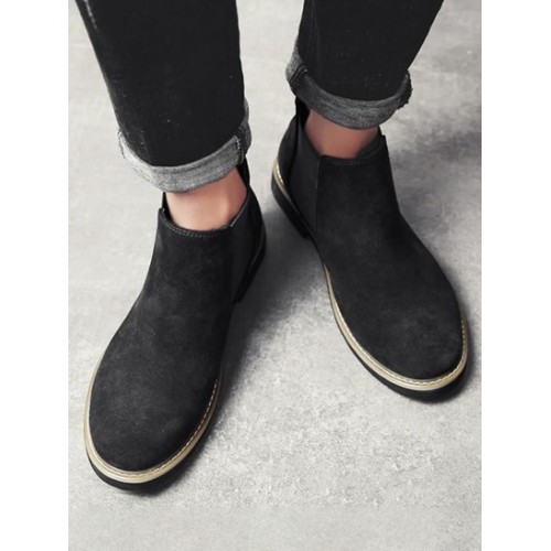 Faux Suede Chelsea Boots