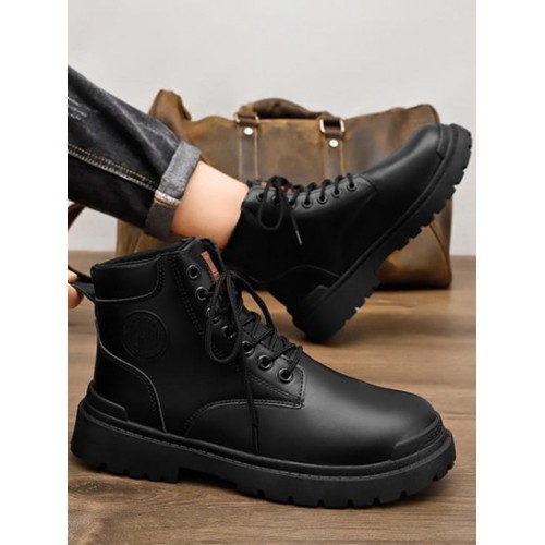 Letter Lace Up Combat Boots