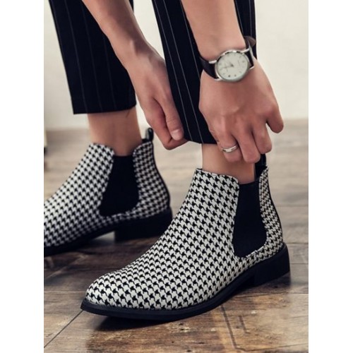 Houndstooth Chelsea Boots