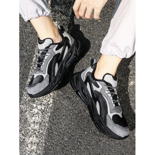 Colorblock PU Spliced Chunky Sneakers