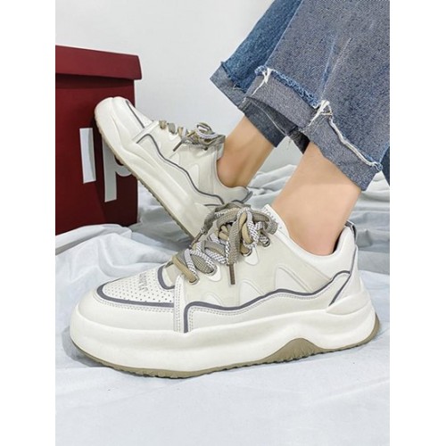 Thick Bottom Breathable Lace Up Letter Print Sneakers