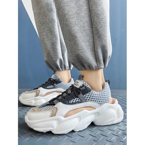 Breathable Lace Up Chunky Sneakers