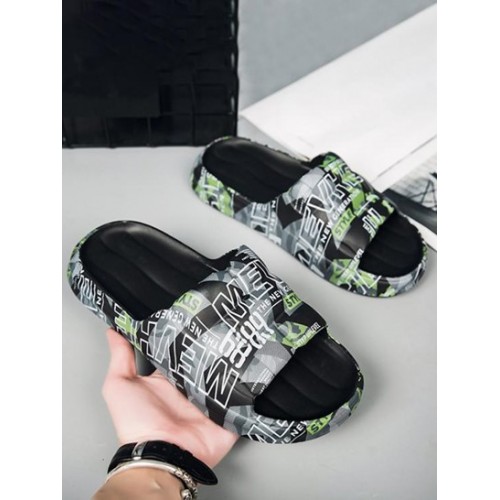 Letter Print Chunky Sole Slippers