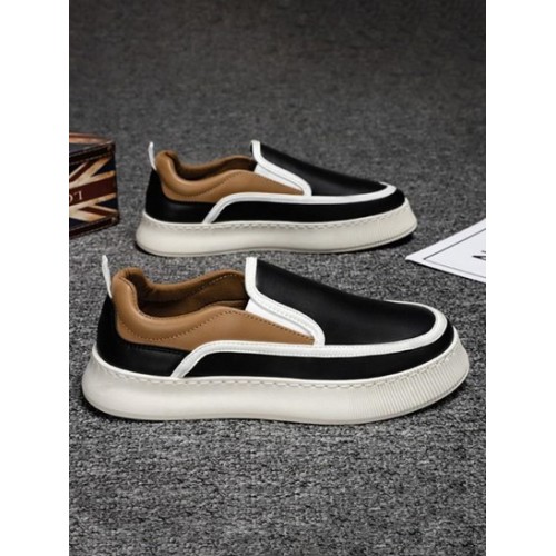 Colorblock PU Slip On Shoes