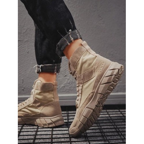 Lace-up Front Outdoor High-top Canvas Shoes