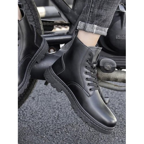 Minimalist Lace Up Front Combat Boots