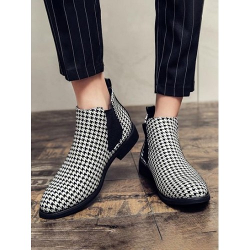 Houndstooth Chelsea Boots