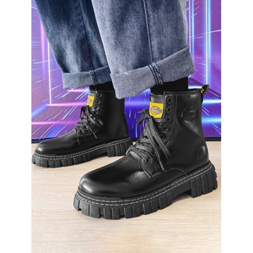 Contrast Stitching Letter Combat Boots