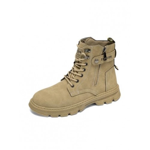 Lace Up Front Side Zipper Combat Boots