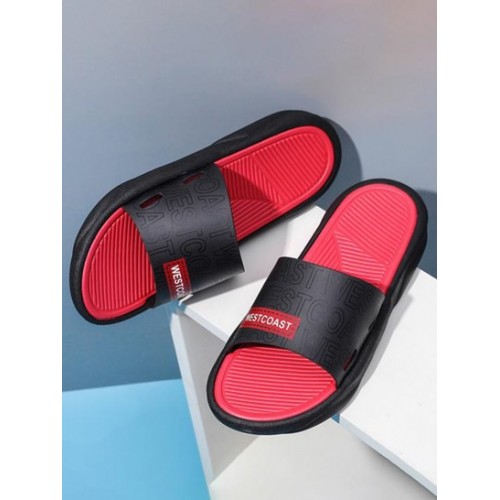 Letter Print Colorblock Slippers