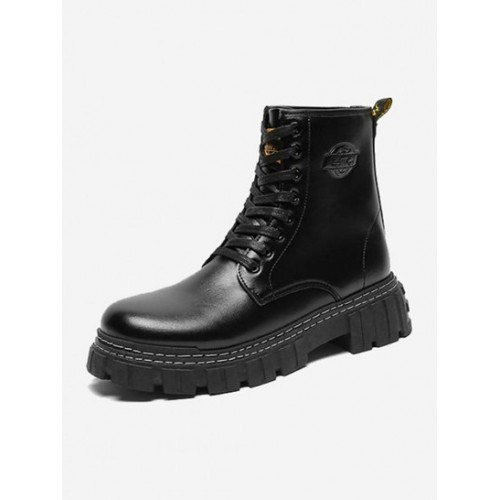 Contrast Stitching Letter Combat Boots