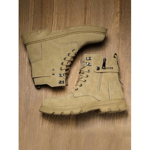 Lace Up Front Side Zipper Combat Boots