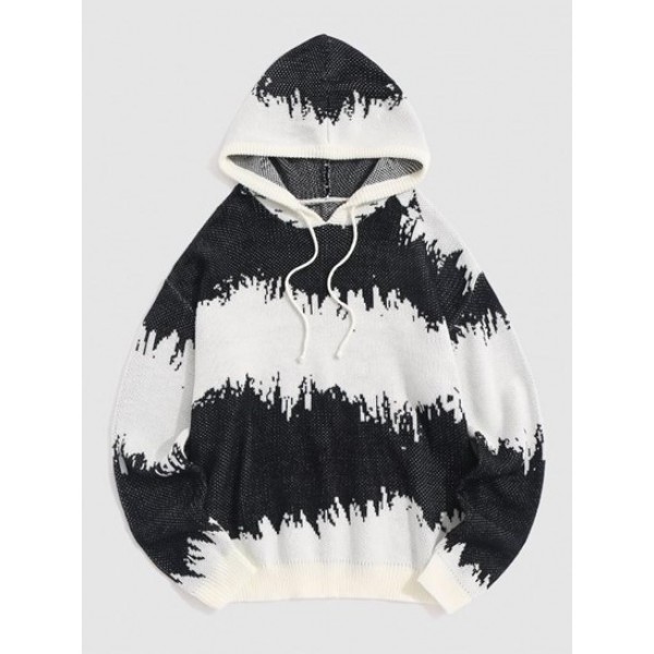 Hooded Tie Dye Pattern Y2K Aesthetic Kni...