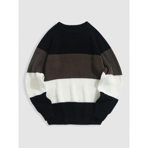 Raglan Sleeves Colorblock Chunky Sweater
