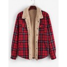 Plaid Print Faux Shearling Flu...