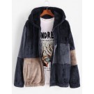 Hooded Zip Up Contrast Fluffy ...