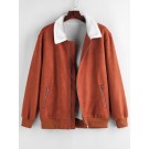 Faux Shearling Lined Zip Up Ja...