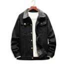 Faux Fur Lined Button Up Denim...