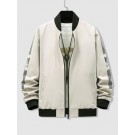 Graphic Slant Pockets Bomber J...