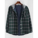 Plaid Print Double Pockets Hoo...