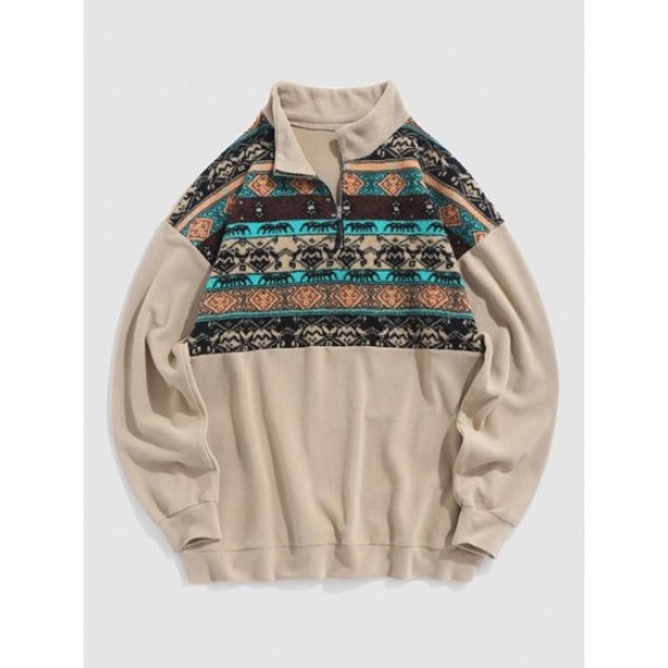 Geometric Ethnic Aztec Printed Quater Zi...
