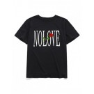 Flower Letter Print Short Slee...