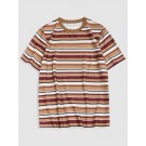 Striped Print Ribbed Collar Ca...