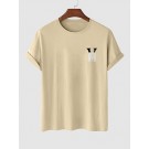 Hand Print Crew Neck Casual T ...