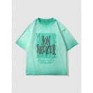 Letter Print Short Sleeve Crew...