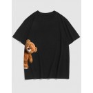 Funny Bear Graphic Side T-shir...