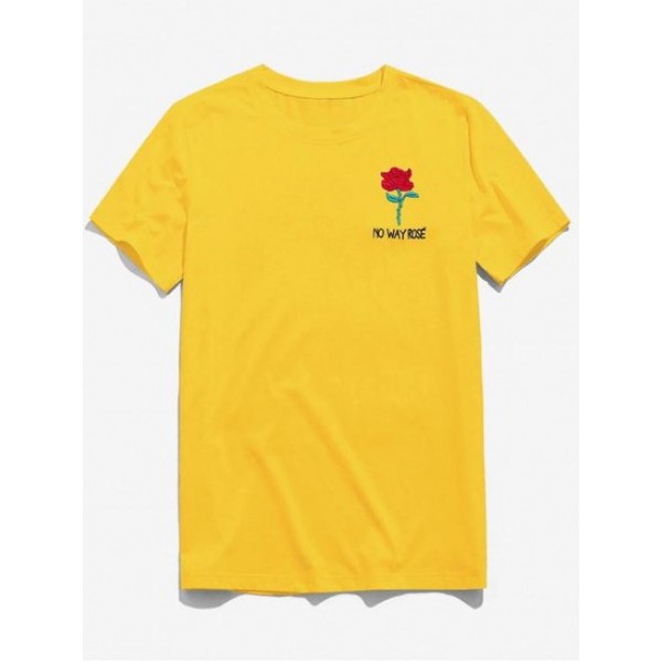 Rose Graphic Embroidered Short Sleeves T...