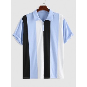 Colorblock Zipper Design Polo T-shirt...
