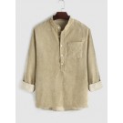 Half Button Long Sleeves Cordu...