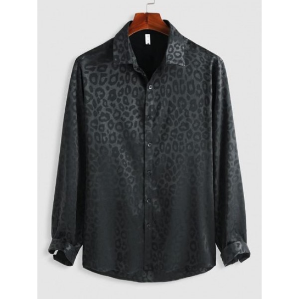 Leopard Jacquard Long Sleeve Shirt