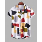 Colorblock Geo Print Casual Sh...