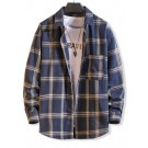 Long Sleeve Plaid Pocket Butto...