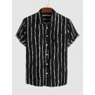 Colorblock Striped Print Butto...