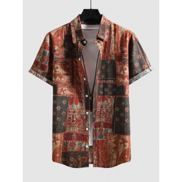 Short Sleeve Ethnic Style Casual Shirt