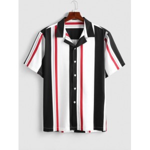 Vertical Stripe Colorblock Short Sleeves...