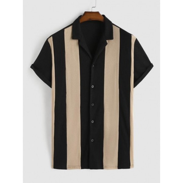 Colorblock Striped Knitted Bowling Camp ...