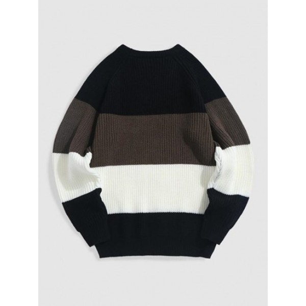 Raglan Sleeves Colorblock Chunky Sweater
