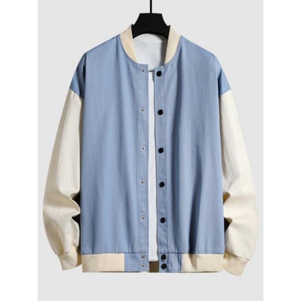 Tokyo Koi Fish Graphic Colorblock Baseball Jacket