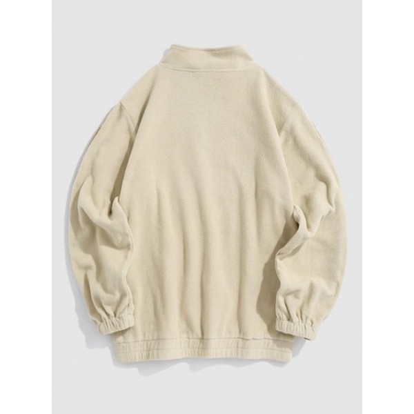 Fuzzy Fleece OAKLAND Embroider Quater Zip Sweatshirt