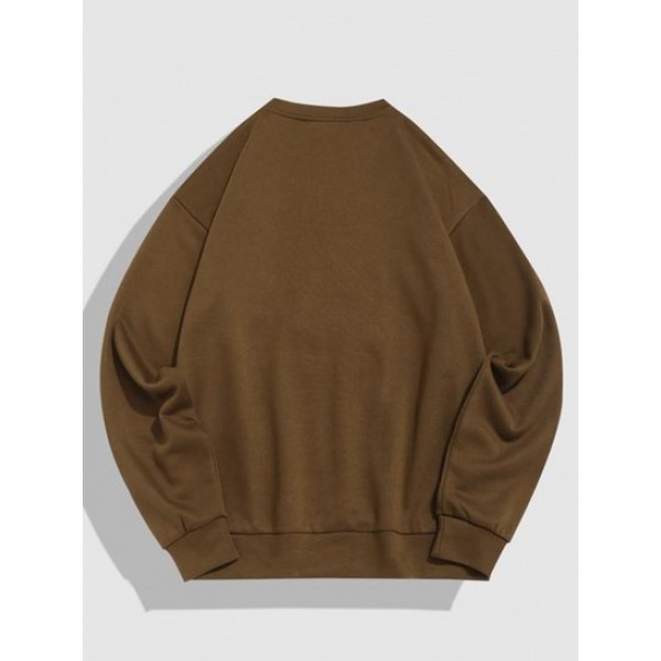 Streetwear Mountain Letter Embroidery Vintage Graphic Crewneck Sweatshirt