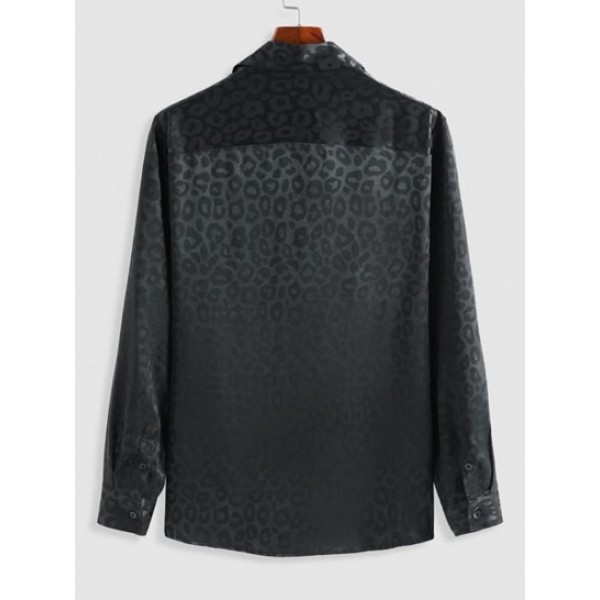 Leopard Jacquard Long Sleeve Shirt